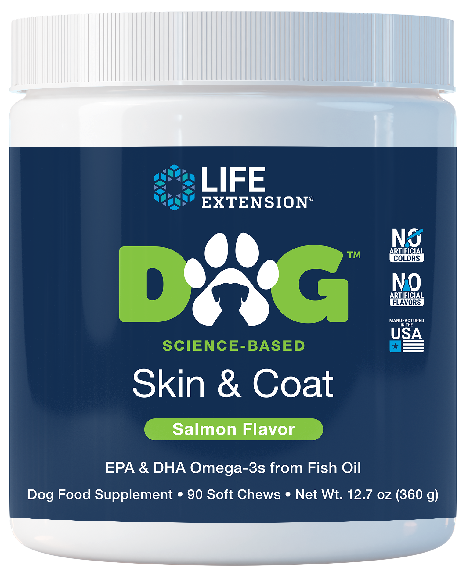 DOG Skin & Coat, 90 soft chews with tasty salmon flavor for healthy fur and relief of skin discomfort